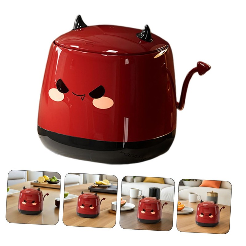 Sosoport Cute Demon Small Desktop Trash Can with Lid Silent