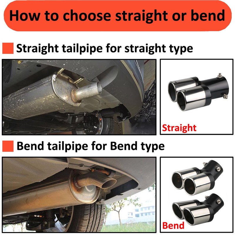 MOCNT Car Exhaust Tailpipe Stainless Steel Exhaust Trim Tailpipe Silencer
