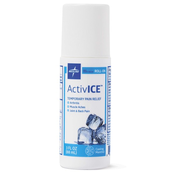 Medline ActivICE Topical Pain Reliever Roll On, Great for Arthritis, Muscle Aches and Back Injuries, 3 oz Roll On