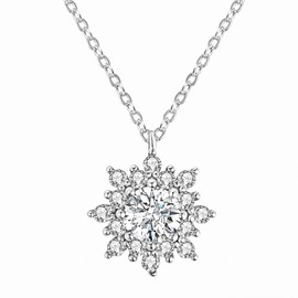 TFT S925 Sterling Silver Moissanite snowflakes Pendant Necklaces for Women, Valentines Day Gifts For Her, Anniversary Birthday Gifts For Women,Birthday Present for Girlfriend Mom Daughter