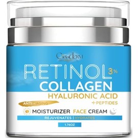 Crema hidratante facial con retinol, colágeno y ácido hialurónico, Crema hidratante antiarrugas y antienvejecimiento para todo tipo de pieles, de día