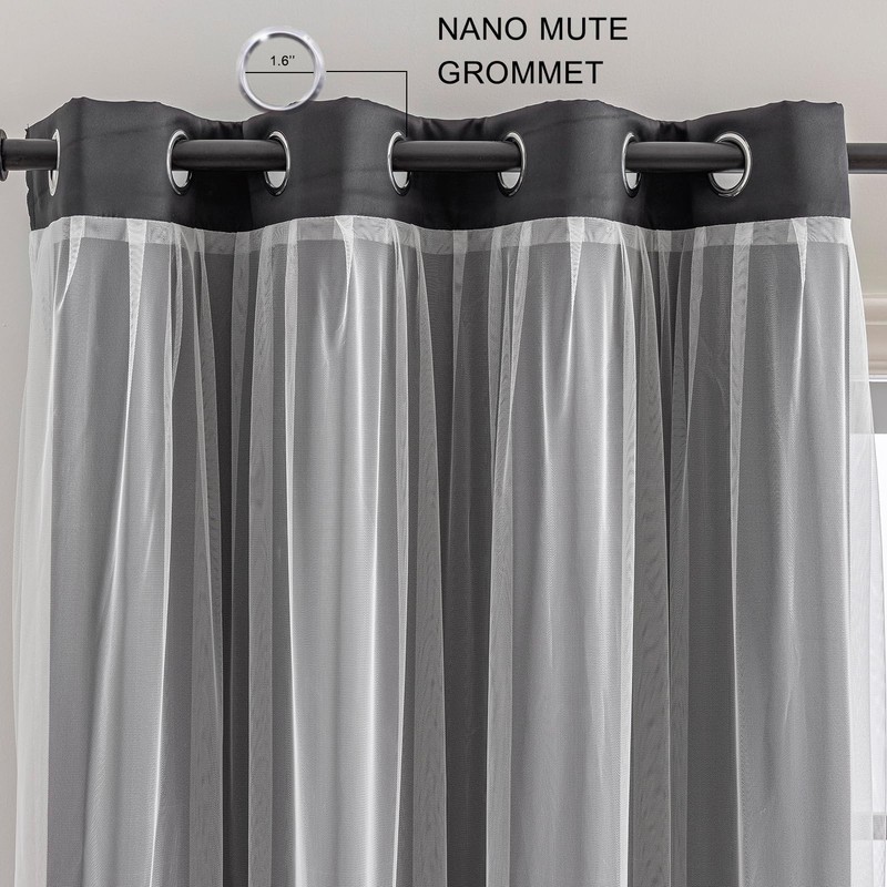 Anytime Home Curtains Blackout and Sheer Layered Solid Window Curtain