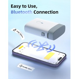 BPXX Bluetooth Label Maker Machine with Tape - Mini Label Maker Simple Printing, Easy to Connect, 203DPI HD Printing, Mini Label Maker with Multiple Templates for Home Office Organization, White
