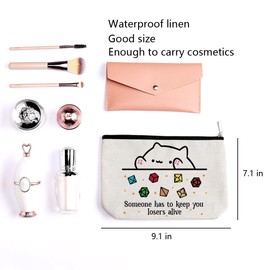 LONGXIN DnD Collection Class Character Makeup Bag Cat Throwing Dice DnD Dungeon Master Cosmetic Bag Dungeon Master Gifts Gamer Dice Bag Dragons Gamer Gift Dungeons And Dragons Gifts for Women