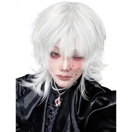 Sofeiyan Men's Wig, Wolf, Mallet Wolf, Long, Stylish Layered Twink, Natural, Small Face, Men's Clothing, Harajuku, Imechen, Cosplay, Full Wig, Black, Cosplay Wig, Unisex, Everyday Use, Wig Net