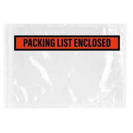 Packing List Envelopes 4.5" x 5.5", Clear Adhesive Invoice Packing Slip Envelope Pouches Shipping Label Sleeves (‎4.5" x 5.5" | Packing List Enclosed, 100, Pack)