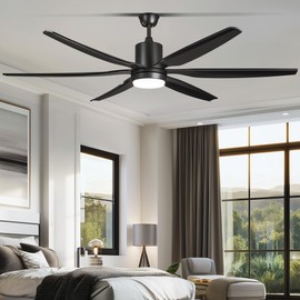 DWVO 66 inch Ceiling Fan with Lights, Smart Ceiling Fan with App/Remote Control, 3CCT Lighting, 6-Speed, Reversible Quiet DC Motor, for Living Room, Dining Room, Bedroom - Black