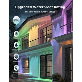 150ft Permanent Outdoor Lights, Smart RGB+IC Eave Lights, 90 Bright LEDs with 75 DIY Scene Modes & 16 Million Colors, Work with Alexa/App, IP68 Waterproof Light for House Christmas Year Round