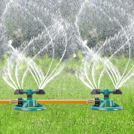 Flunyina 2-Pack Rotating Lawn Sprinklers System 360-Degree Coverage Water Sprinkler for Large Yards Area Leak-Proof Lawn Irrigation System for Summer Kids Playtime Outdoor Game Waterpark