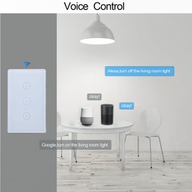 Zigbee Smart Touch Wall Light Switch, App/Voice Control, Night Vision, Tuya Gateway Required (White, 3 Gang（Neutral Wire Required）)