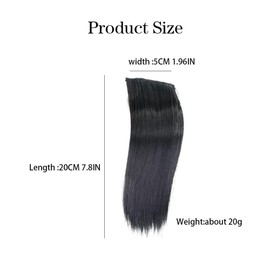 XFSRG Real Hair Clip Extensions for Women Girls Straight Natural Real Hair Clip in Hair 20 cm (Black)
