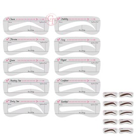 TgoBeauty 10pcs/set Eyebrow Stamp Stencil Kit Eyebrow Stencils Reusable Silicone Eyebrow Shape Makeup Aid Balance Template Makeup Measurement Tattoo Ruler (10pcs/set)
