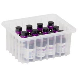 Akro-Mils 33166SCLAR CS 16-1/2-InchL by 10-7/8-Inch W by 6-Inch HClear Akro-Grid Slotted Divider Plastic Tote Box, 8-Pack