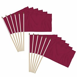 Burgundy Solid Color 12x18in Stick Flag - 1 dozen pack