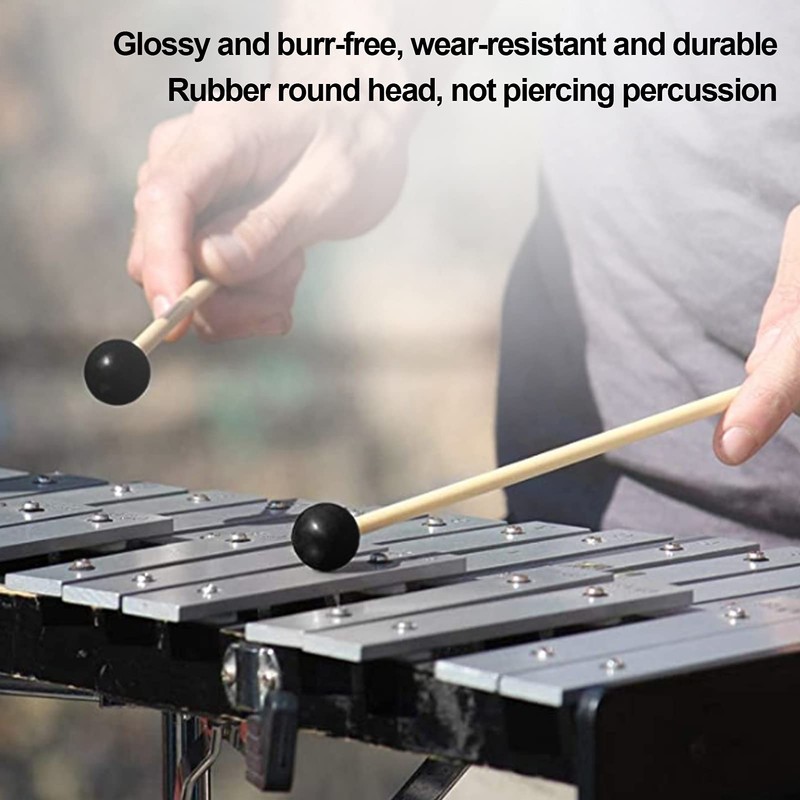 2Pcs Ethereal Drumstick Maple Percussion Drum Sticks Rubber Round Head