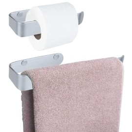 Toilet Roll Holder and Towel Holder Set - Hand Towel Holder, Toilet Roll Holder Wall Mounted. 2 pcs Bathroom Accessories Set for Kitchen, Bathroom, Laundry and Toilet.