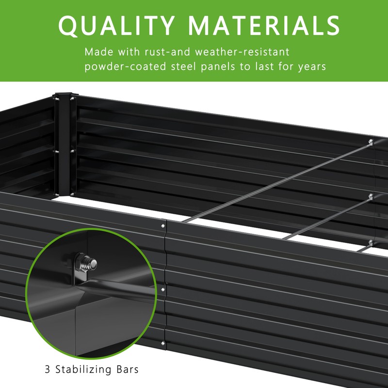 DIIYIV 2PCS 12x2x1FT Galvanized Raised Garden Bed Kit,Vegetable Boxes-Rectangle Metal