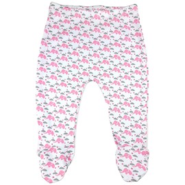 123 Bear 100% Cotton Baby Pants with Footies 100% Cotton Unisex Boys Girls (Newborn, Pink Stars)