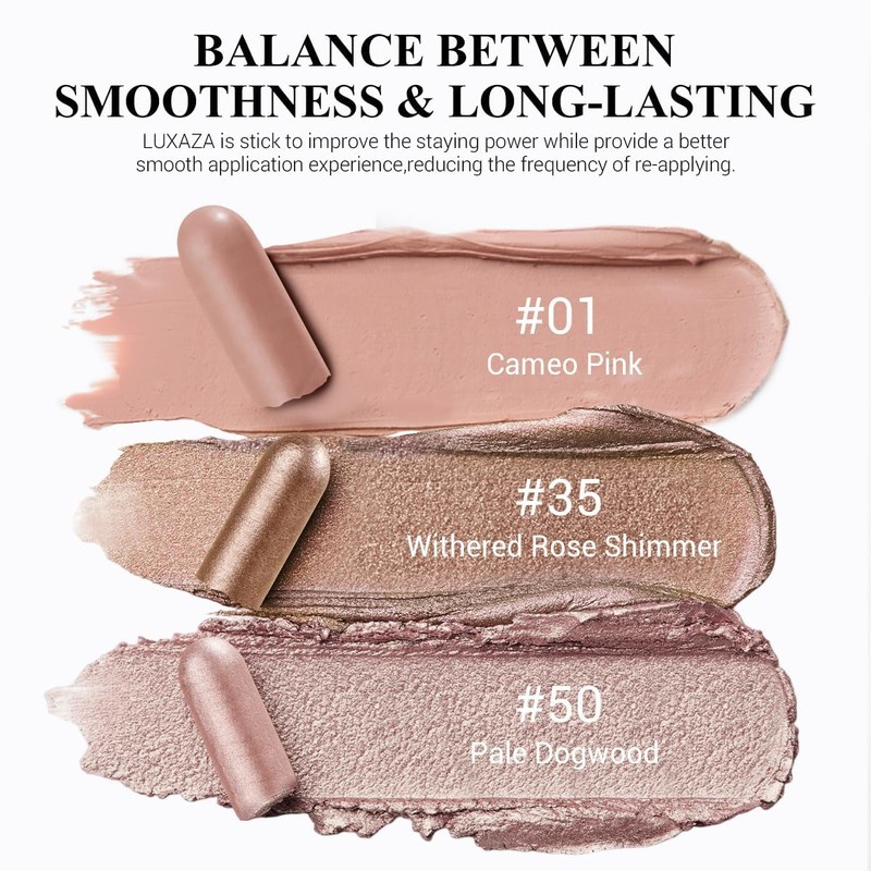 LUXAZA PRO Brown Eyeshadow Stick Makeup 3PCS Set, Neutral Shimmer