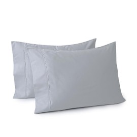 100% Egyptian Cotton Pillow Cases Set of 2,Standard Size 400 Thread Count Cooling Pillowcases,Soft and Breathable Pillow Covers with Envelope Closure,20x26 Inches,Gray