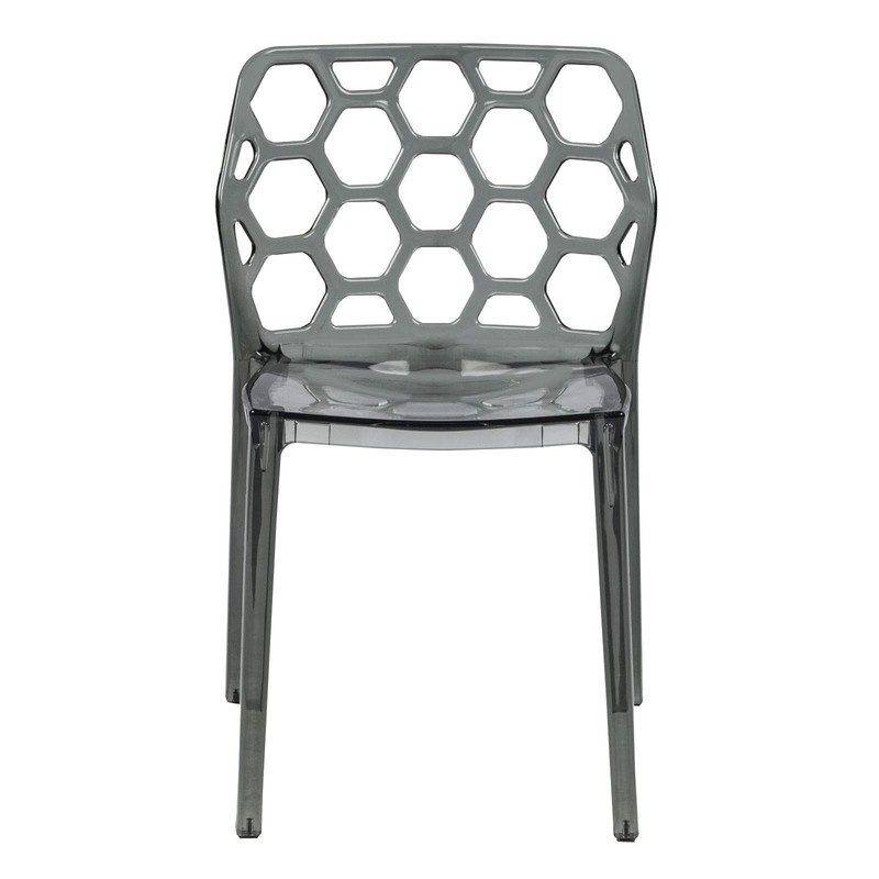 LeisureMod Dynamic Collection Stackable Acrylic Dining Chair - Transparent Black