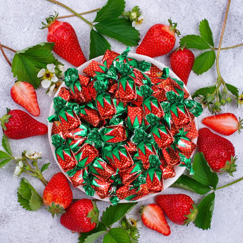 Strawberry Filled Hard Candy Bon Bons 2 lbs Bulk Pack