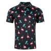 uideazone Mens Black Polo Shirts Flamingo Print Funny Golf Tennis