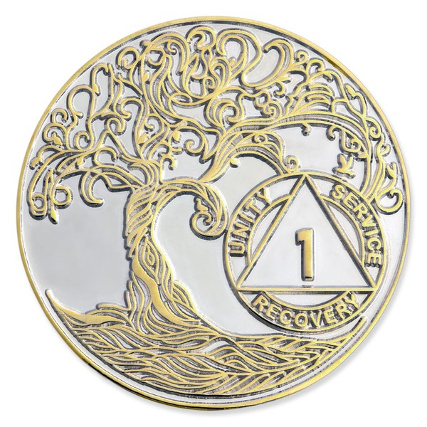 1 Year XL 40mm Nickel & Gold Plated AA Coin