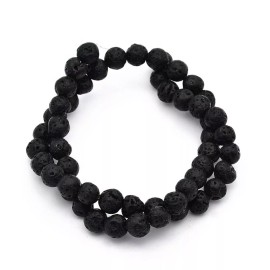 Unbranded Natural Lava Black Round Bead Strands 8 mm