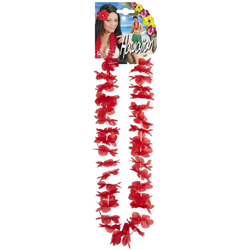 Hawaiian Leis - Red Accessory for Tropical Lua Fancy Dress