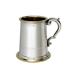 Wentworth Pewter - Half Pint Wortley Pewter and Brass Tankard, Beer Mug