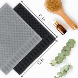 DecorRack 8 Pack 100% Cotton Wash Cloth, Luxurious Soft, 12 x 12 inch Ultra Absorbent Jacquard Towels, Machine Washable Washcloths, Gray Set (8 Pack)