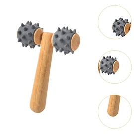 perfeclan T Shape Massager Meridian Rolling Stick Massage Tool Portable Handheld Compact Body Roller with Grooved Rollers for Legs Arms, Gray