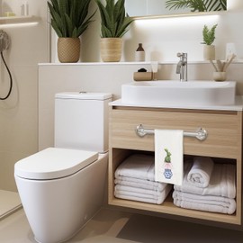 Qabliqo Chinoiserie Porcelain Easter Bunny Kitchen Towels, Coquette Pink Bow Potted Bunny Decorative Dish Tea Towels for Kitchen, Easter Rabbit Hand Towels for Bathroom Decor, 16x24 Inch