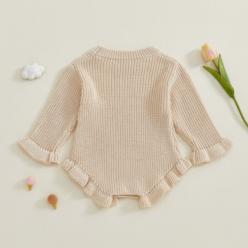 Emmababy Baby Boy Girl Sweater Knitted Romper Solid Color Long