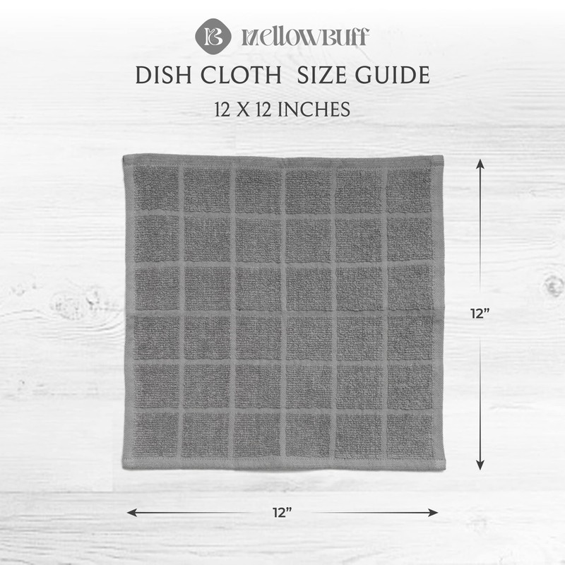 Mellow Buff 100% Cotton Terry Dish Cloth Plain, 6 Pack