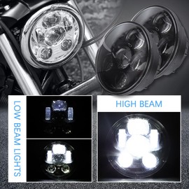 DREAMIZER 5.75 Inch Motorcycle Headlight E-Approved with White Daytime Running Light Angel Eye Amber Indicator Compatible with Harley Indian Scout 60 Road King Street Glide Softail Electra Glide J-eep