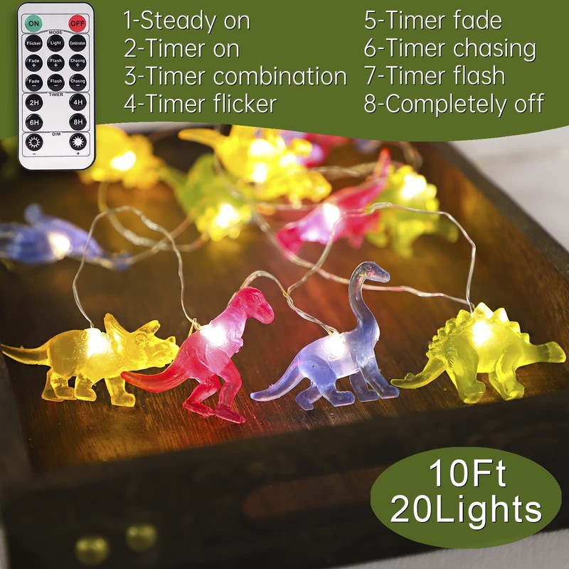 Impress Life Dinosaur String Lights with Remote and Timer,20 LED