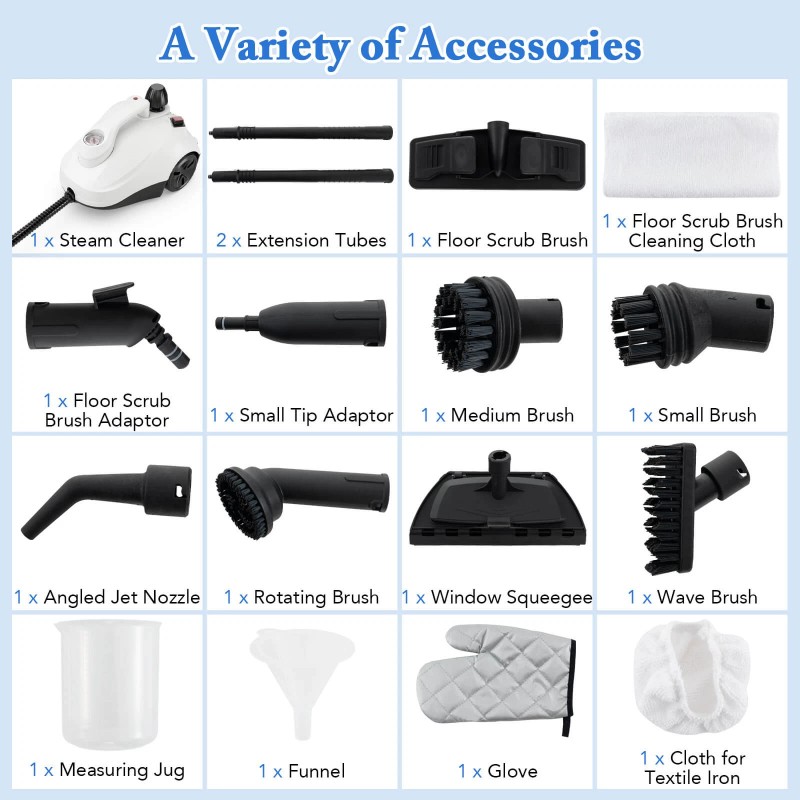 Costway 1800W Multi-Purpose Steam Cleaner with Trigger Lock Wheels &