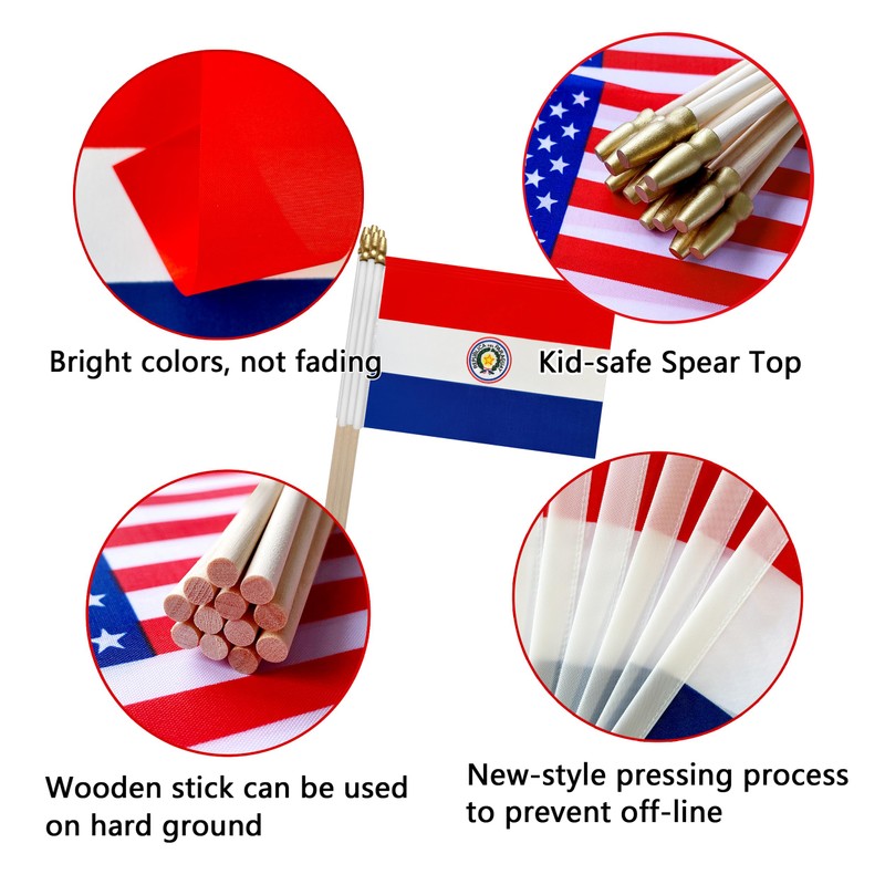 TSMD Paraguay Stick Flag Paraguayan Small Mini Hand Held Flags,5x8