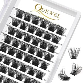 Eyelashes Single QUEWEL Single Eyelashes Cluster Lashes Mega D Curl 14mm Eyelash Segments Wide Foundation Individual Lashes for Eyes Makeup DIY Eyelash Extension(Mega-D-12mm)