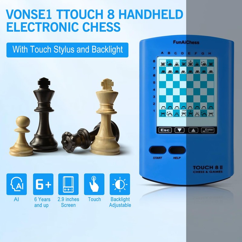 Handheld Electronic Chess Board,8-in-1 Chess Computer ,HD Touch Screen Chess