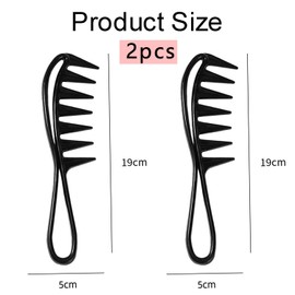 Neoreser Pack of 2 Curling Combs, Strands Comb, Wide Tooth Comb, Antistatic Comb for Home Salon, Hairdressing Comb, for Various Types of Hair Hair Comb (Black)