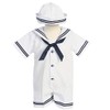 Lito Baby Boys White Navy Sailor Romper Hat Set 18-24M
