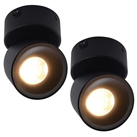2 Pack 12V LED COB Ceiling Spotlight Downlight with Switch, Surface Mounted 330 Adjustable Dimmable RV Wall Light Accent Lamp, 12 Volt Reading Lamp fo