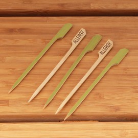 BambooMN 4.7" Food Allergy Marking Bamboo Paddle Picks for Food, Drinks, Appetizers - 300 Pieces
