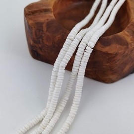 INSPIRELLE 46 Inch White Heishi Beads for Jewelry Making, 6mm Puka Shells Bead Strand, Natural Thin Flat Seashell Beads for Bracelets Necklaces Chokers and Anklets, African Disc Spacers