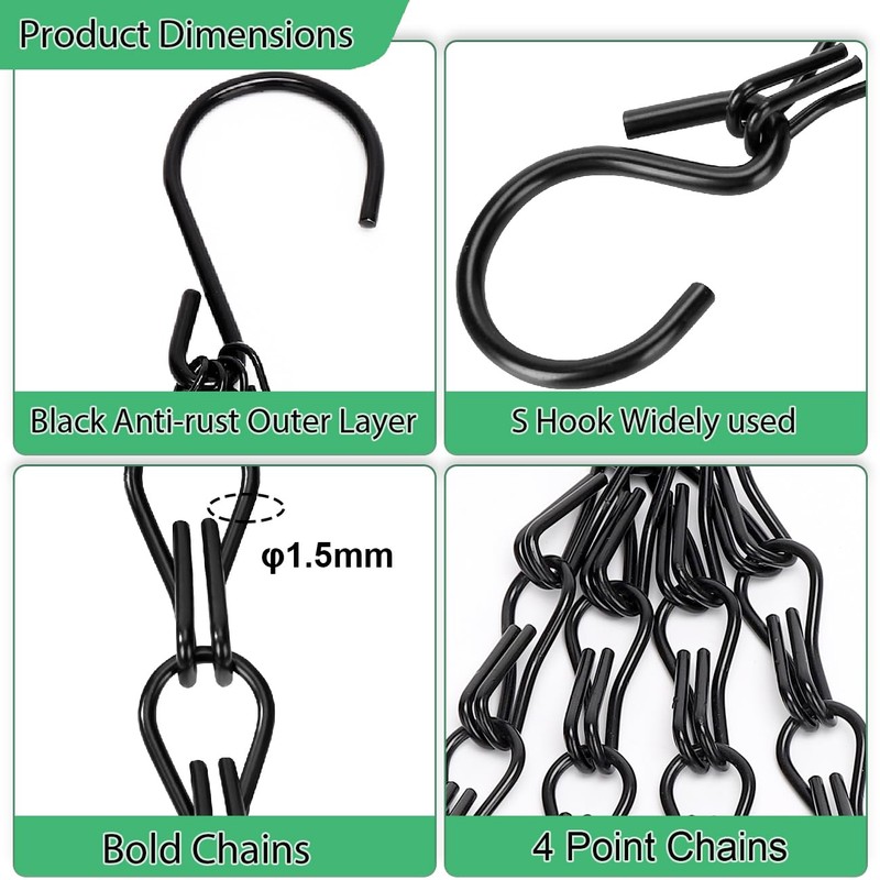 Heybe 16 inch Hanging Basket Chains 4 Point,3 Pack Thicker
