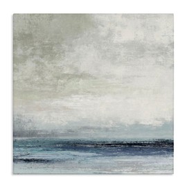 Stupell Industries Rainy Sea Shoreline Cloudy Sky Abstract Viewpoint, Design by Suzanne Nicoll, Blue, 30 x 30