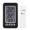 LCD Digital Indoor Outdoor Thermometer Clock Temperature Meter Wireless for